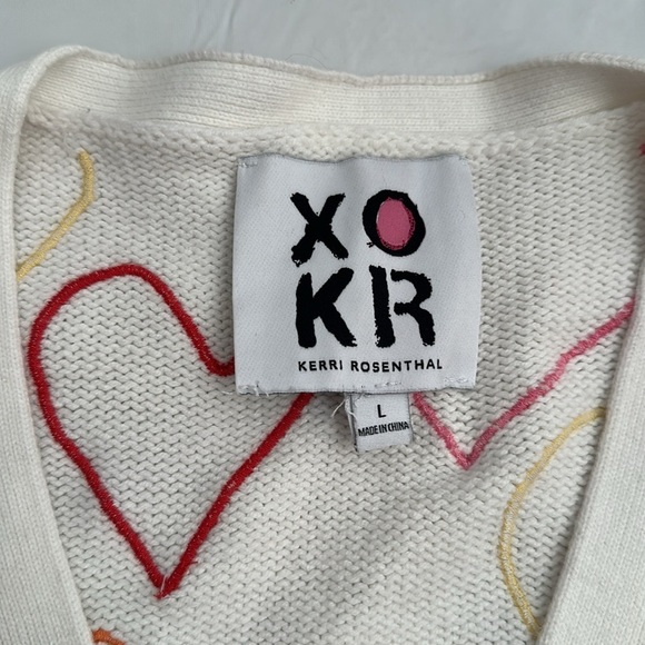 Kerry Rosenthal XOKR multicolor heart cardigan sweater - Picture 6 of 9